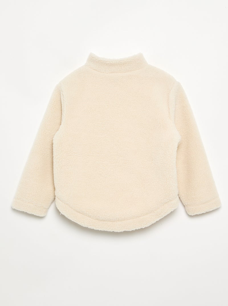 Sweat en matière moutonnée et avec col montant Blanc - Kiabi