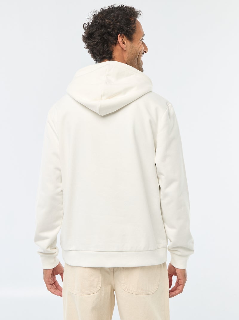 Sweat en molleton à capuche avec ouverture zippée au col Blanc - Kiabi