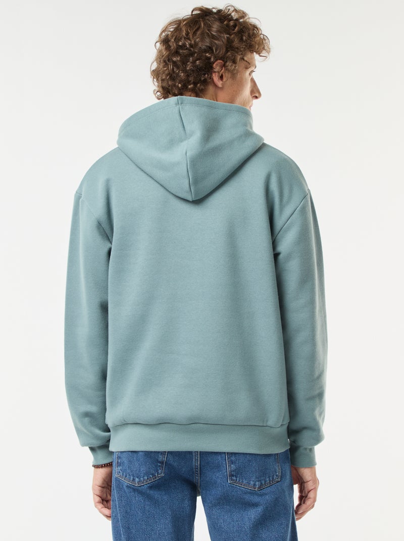 Sweat en molleton à capuche avec ouverture zippée au col Bleu - Kiabi