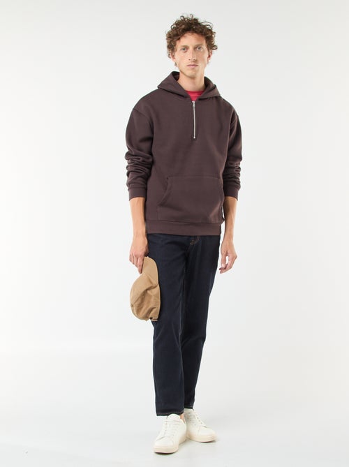 Sweat en molleton à capuche avec ouverture zippée au col - Kiabi