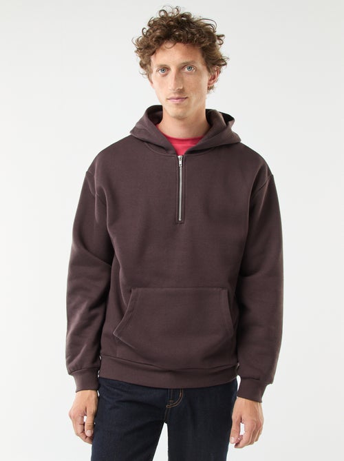 Sweat en molleton à capuche avec ouverture zippée au col - Kiabi