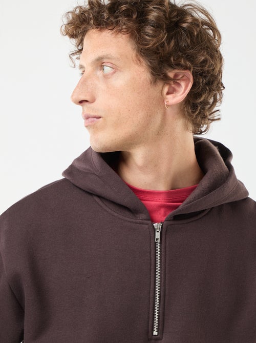 Sweat en molleton à capuche avec ouverture zippée au col - Kiabi