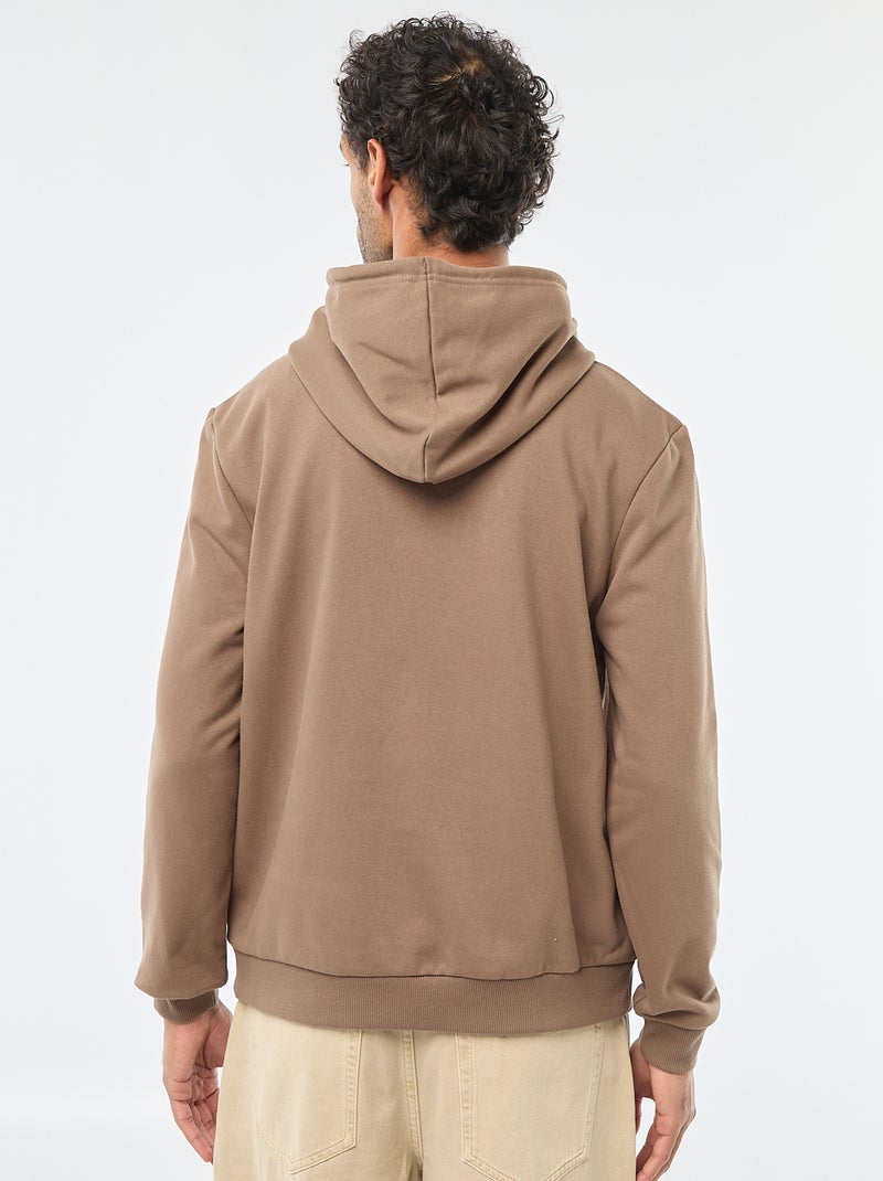 Sweat en molleton à capuche avec ouverture zippée au col Marron - Kiabi