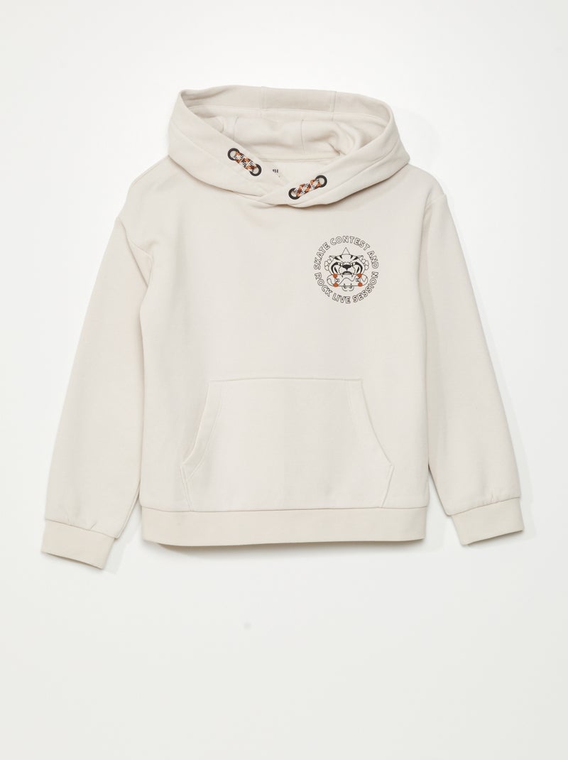 Sweat en molleton à capuche Beige - Kiabi