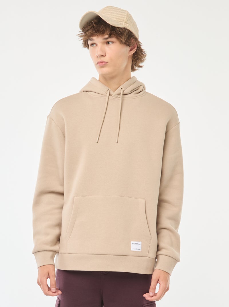 Sweat en molleton à capuche Beige - Kiabi