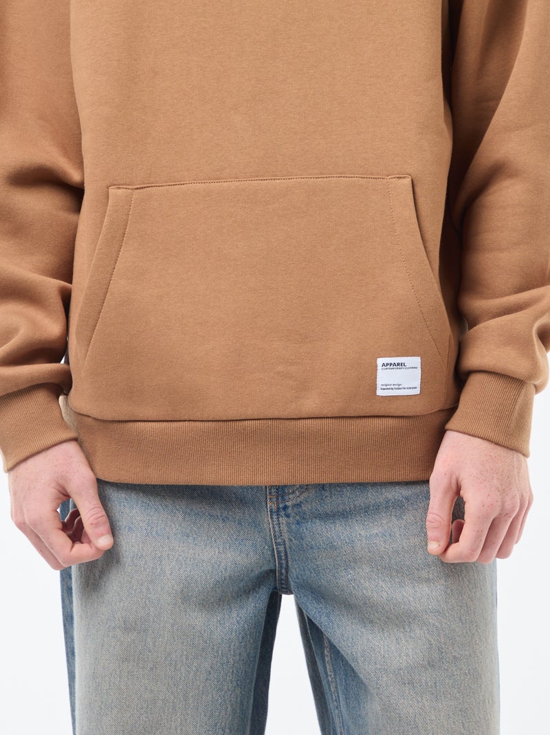 Sweat en molleton à capuche Beige - Kiabi