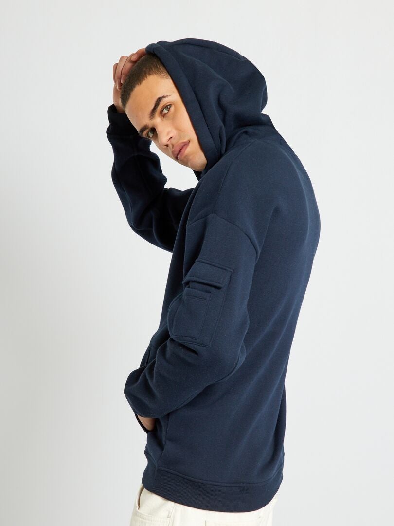Sweat en molleton à capuche bleu marine - Kiabi
