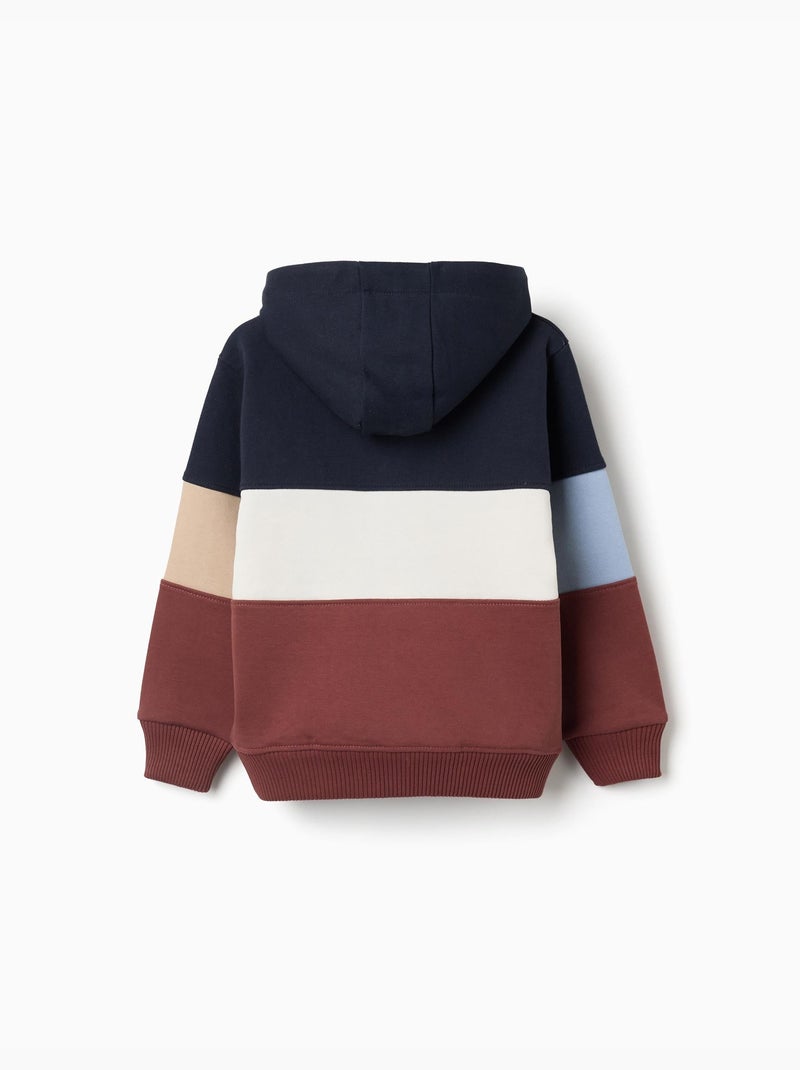 Sweat en molleton à capuche et blocs de couleur Marron - Kiabi