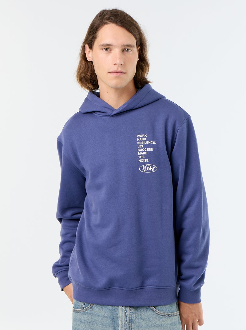 Sweat en molleton à capuche imprimé Bleu - Kiabi