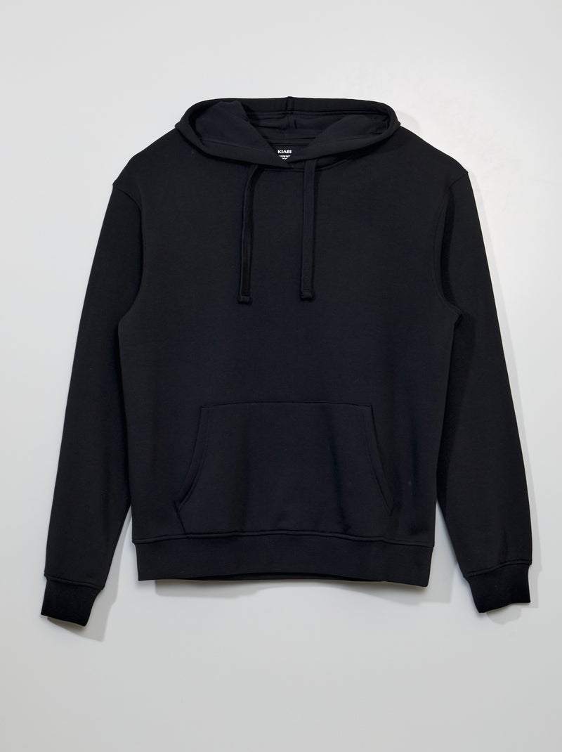 Sweat en molleton à capuche noir - Kiabi