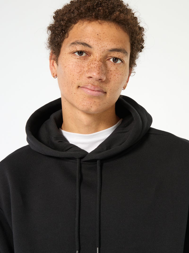 Sweat en molleton à capuche Noir - Kiabi