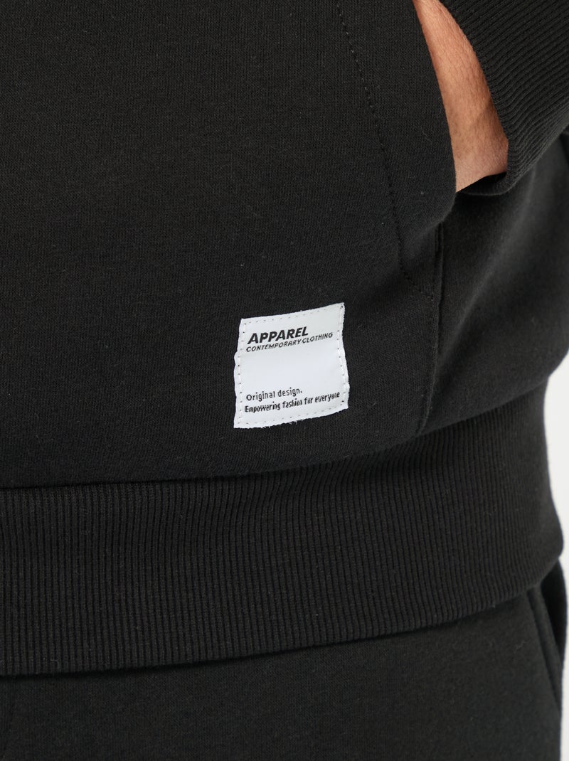 Sweat en molleton à capuche Noir - Kiabi