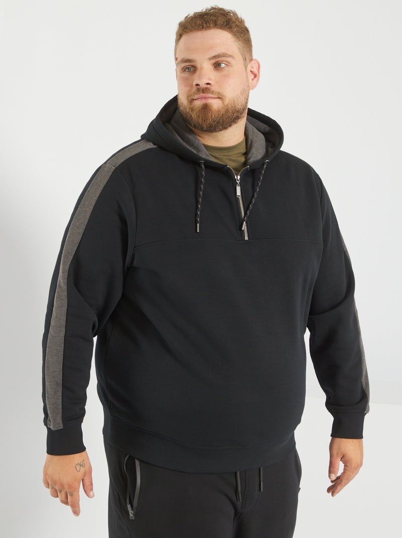 Sweat en molleton à capuche noir - Kiabi