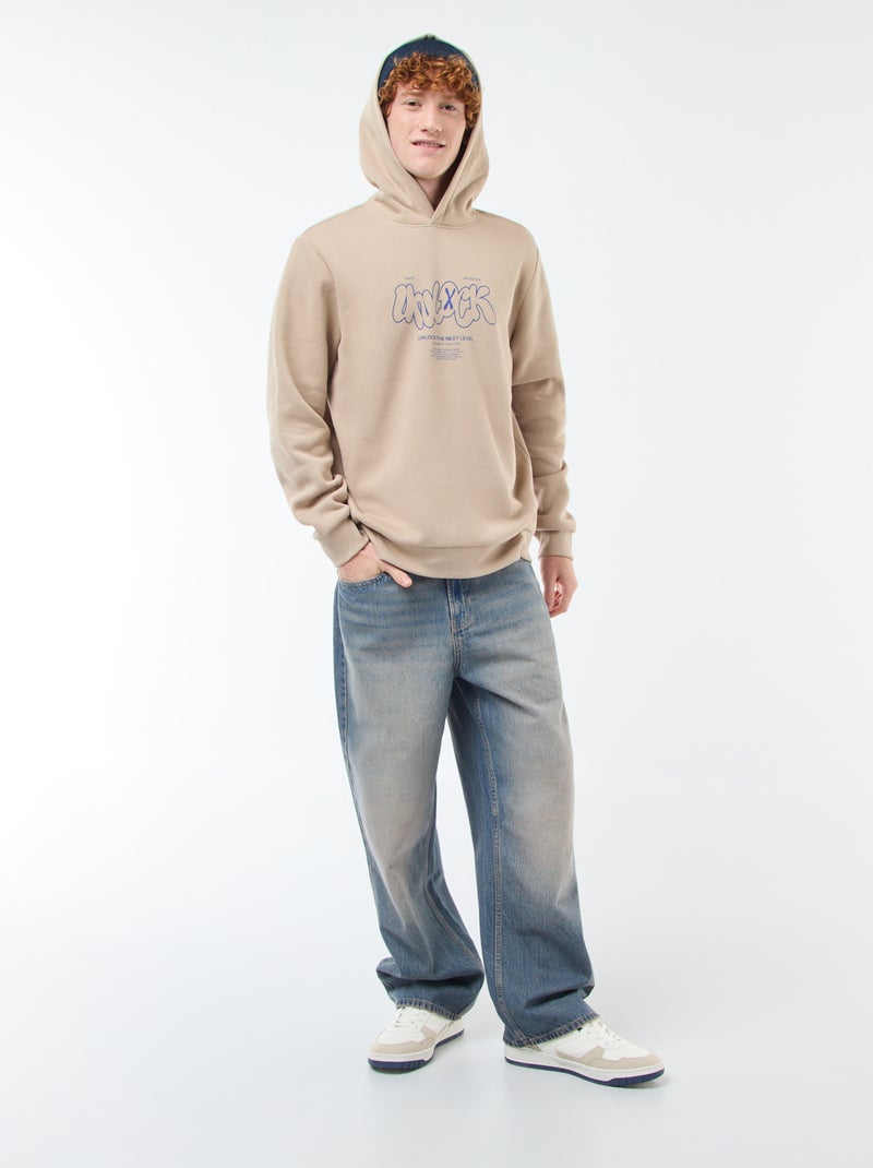 Sweat en molleton à imprimé Beige - Kiabi