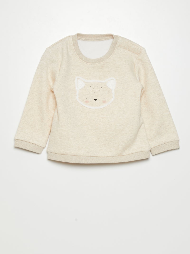 Sweat en molleton avec animation - Toujours + de douceur Beige - Kiabi