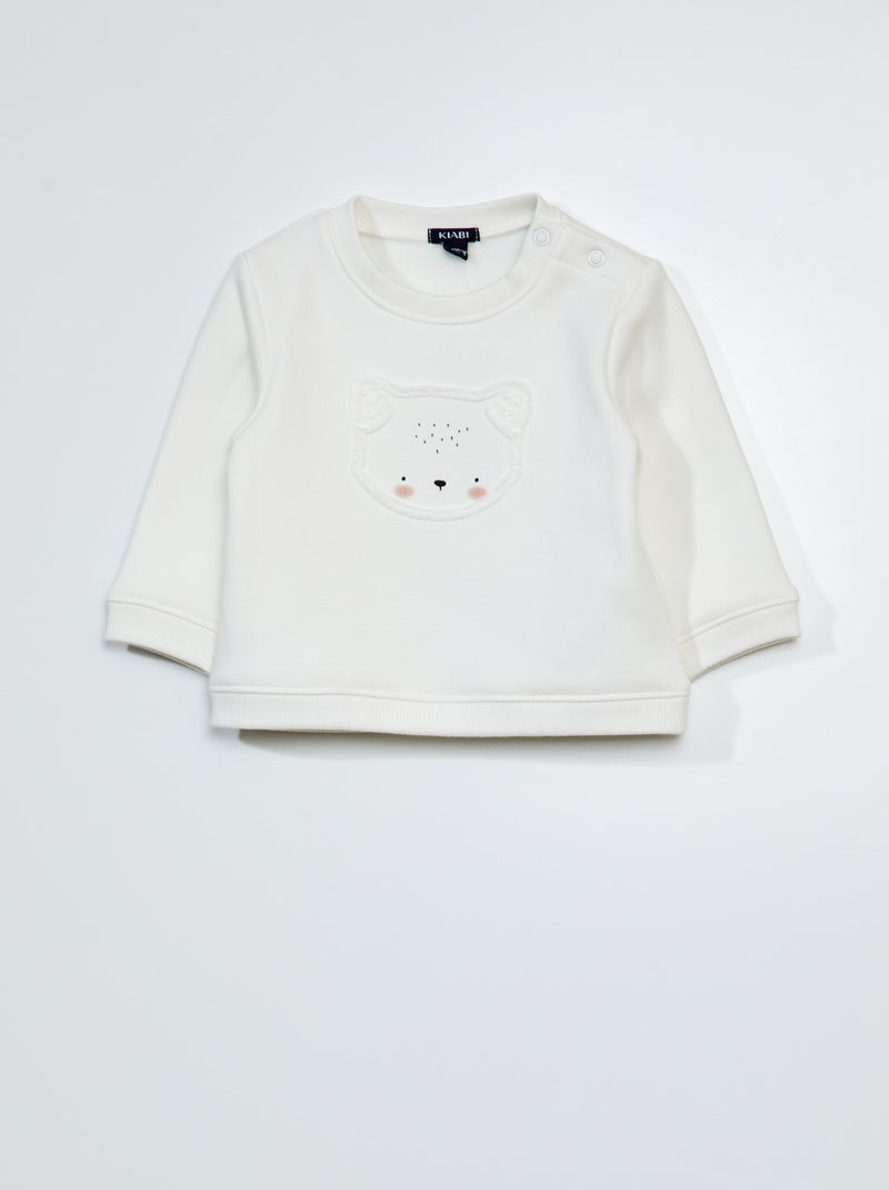 Sweat en molleton avec animation - Toujours + de douceur Blanc - Kiabi