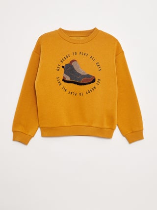 Sweat en molleton avec animation en maille bouclette