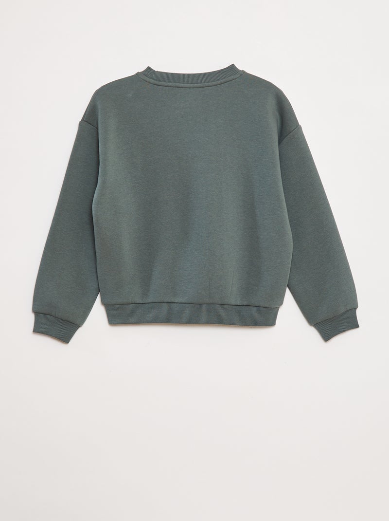 Sweat en molleton avec animation en maille bouclette Vert - Kiabi