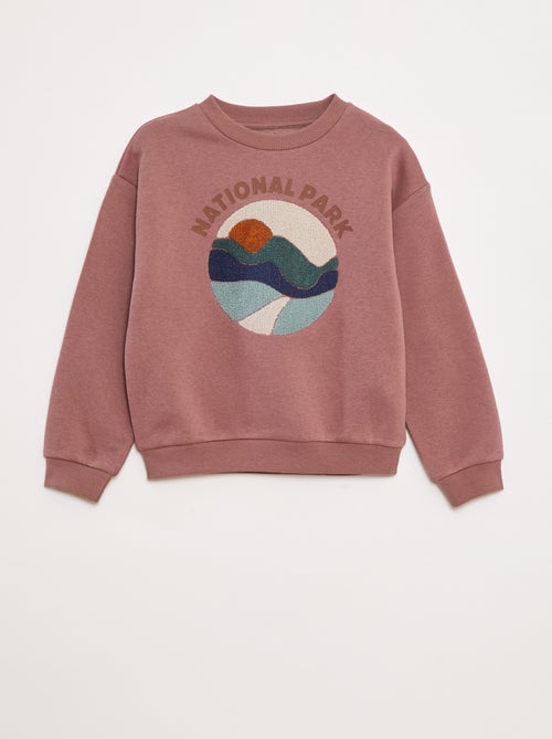 Sweat en molleton avec animation en maille bouclette - Kiabi