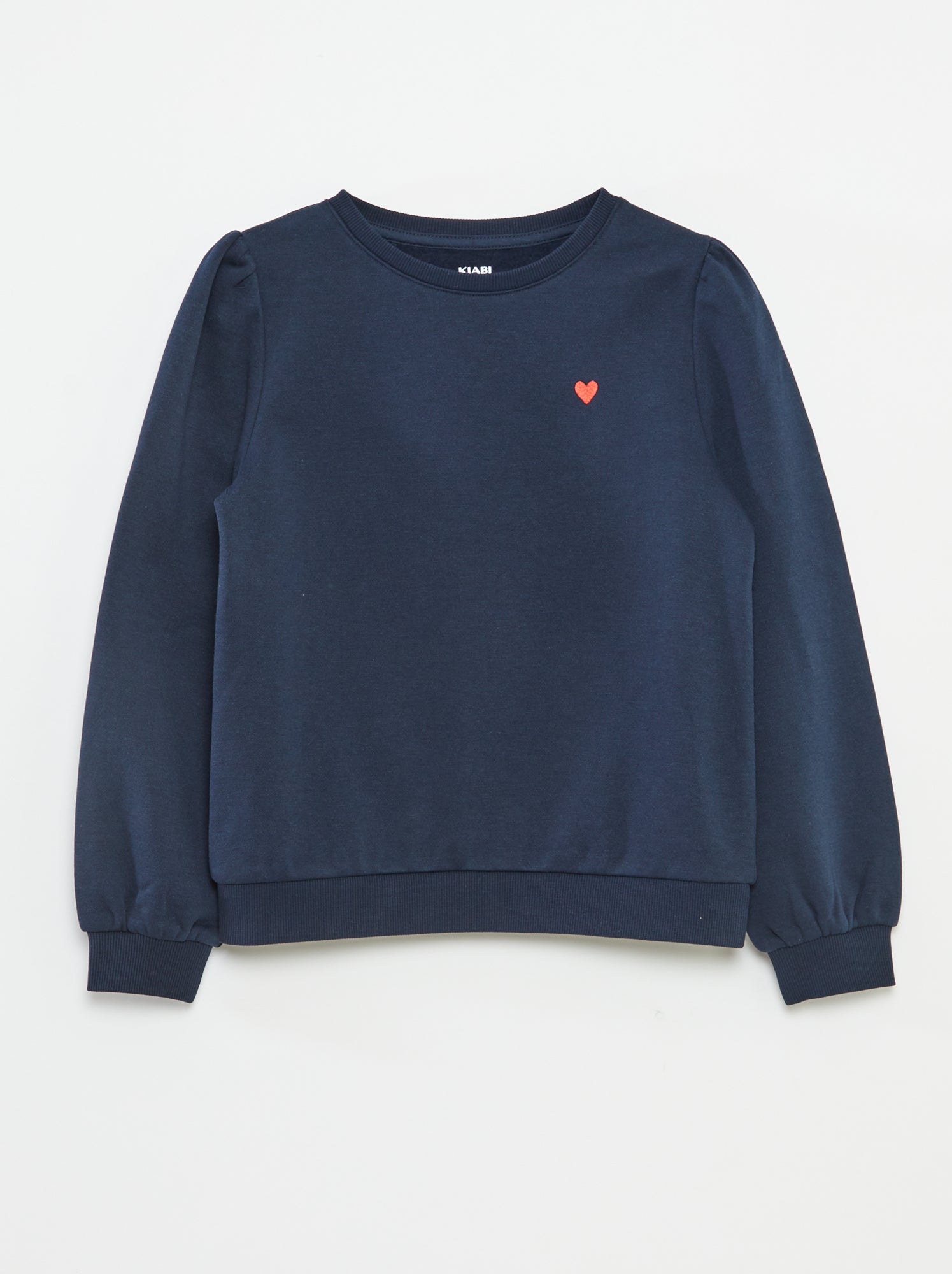 Sweat en molleton avec broderie et fronces aux épaules