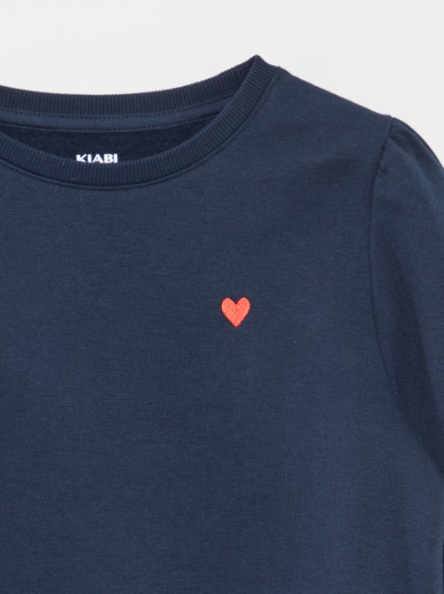 Sweat en molleton avec broderie et fronces aux épaules - Kiabi