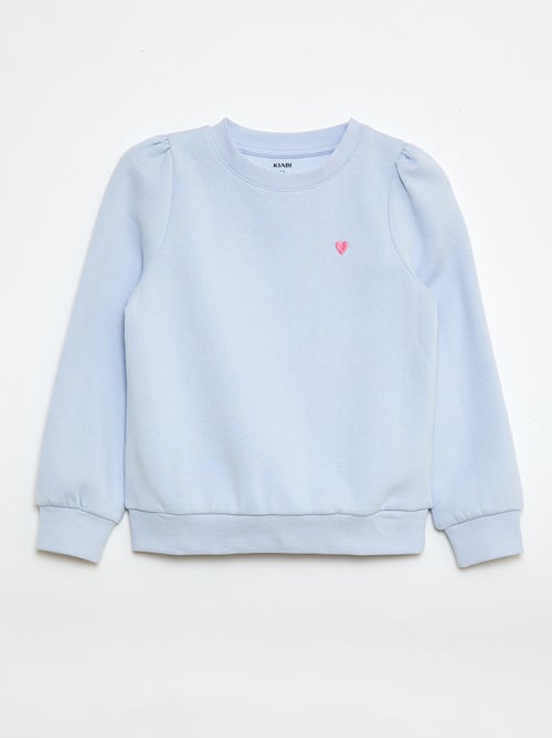 Sweat en molleton avec broderie et fronces aux épaules - Kiabi