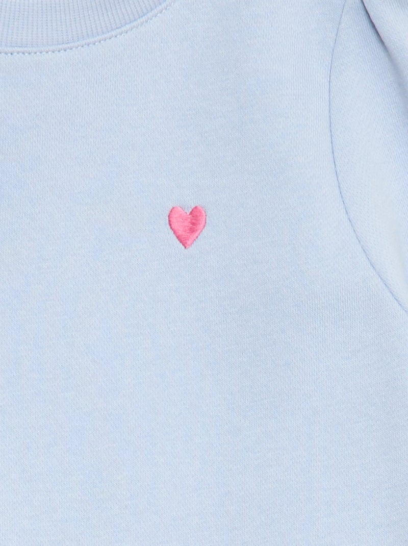 Sweat en molleton avec broderie et fronces aux épaules Bleu - Kiabi
