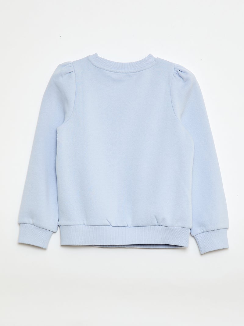 Sweat en molleton avec broderie et fronces aux épaules Bleu - Kiabi