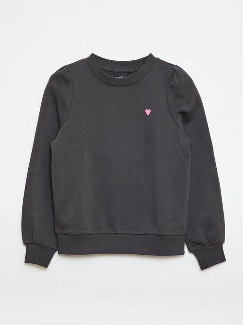 Sweat en molleton avec broderie et fronces aux épaules - Kiabi