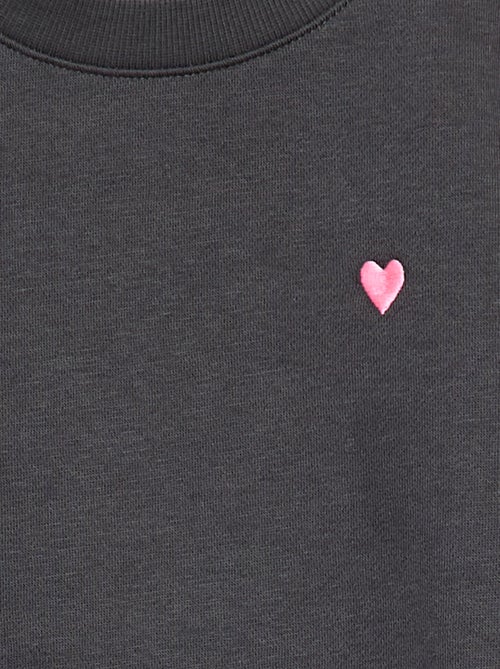 Sweat en molleton avec broderie et fronces aux épaules - Kiabi