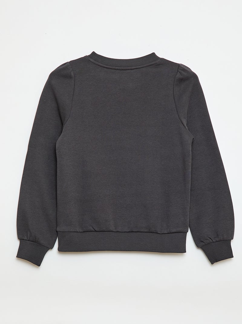Sweat en molleton avec broderie et fronces aux épaules Gris - Kiabi