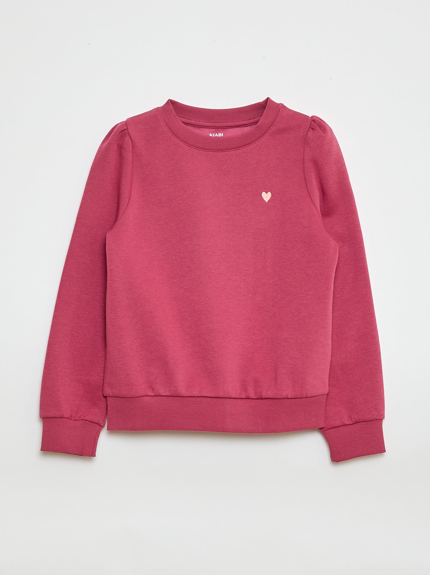 Sweat en molleton avec broderie et fronces aux épaules