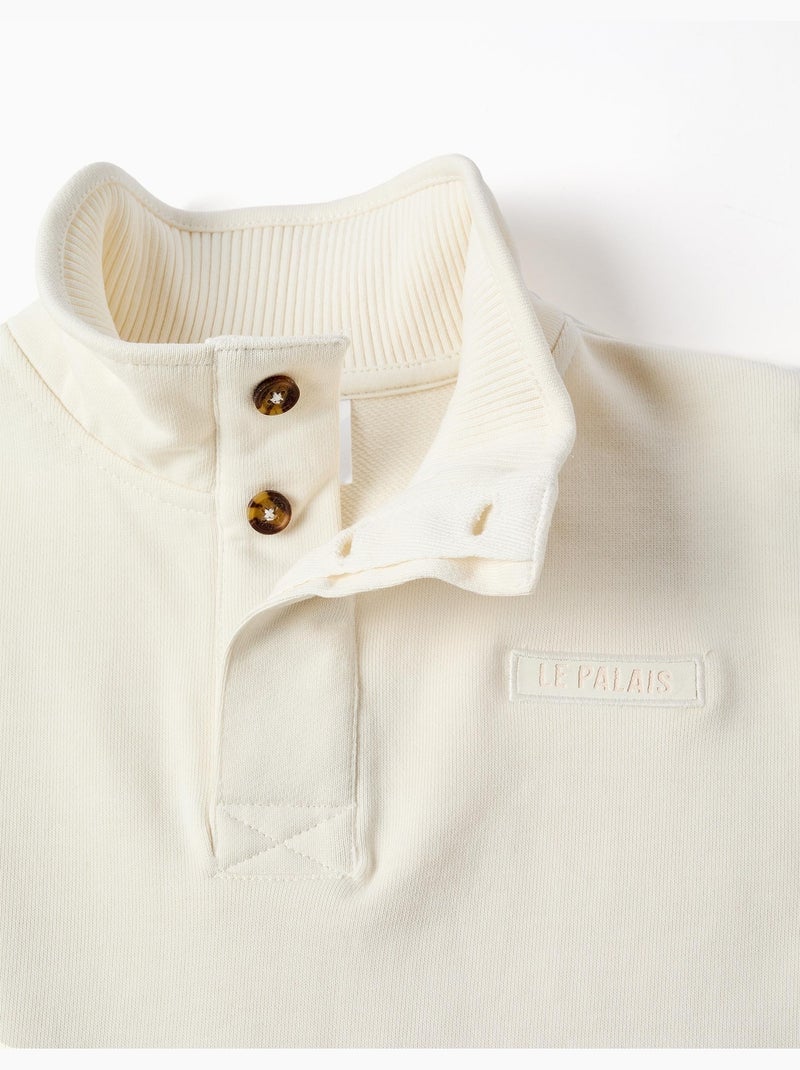 Sweat en molleton avec col montant et imprimé Blanc - Kiabi