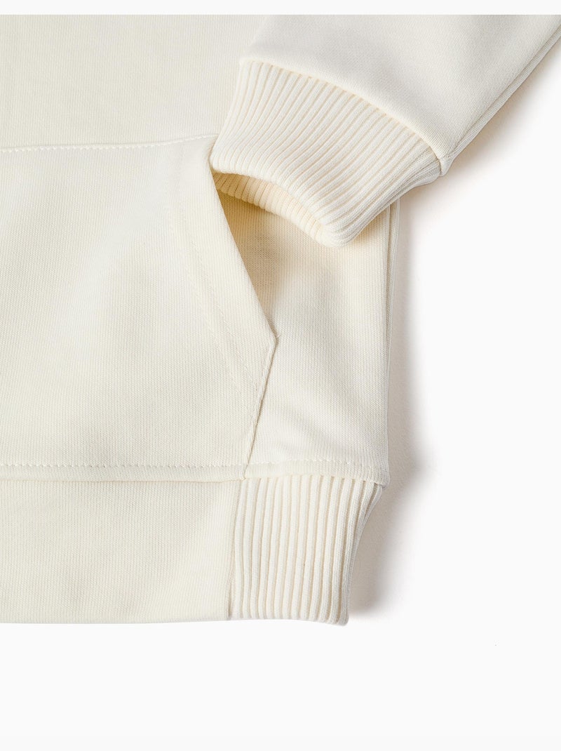 Sweat en molleton avec col montant et imprimé Blanc - Kiabi