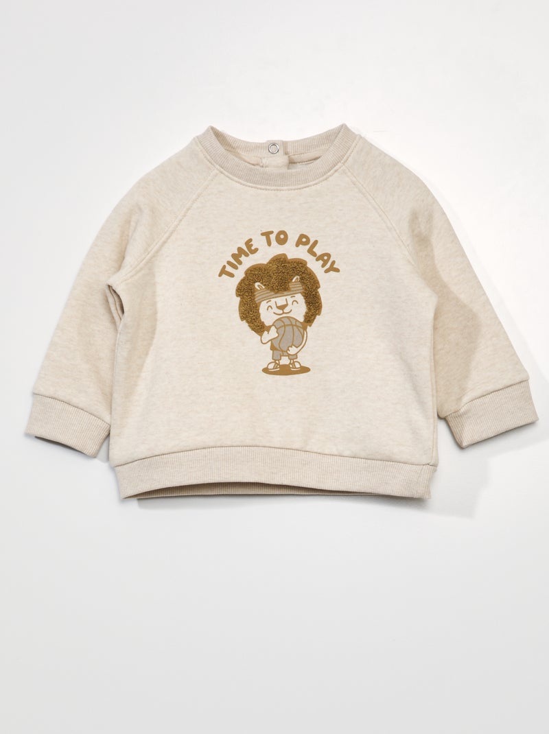 Sweat en molleton avec empiècement Beige - Kiabi