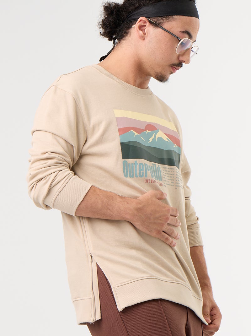 Sweat en molleton avec imprimé - collection facile à enfiler Blanc - Kiabi