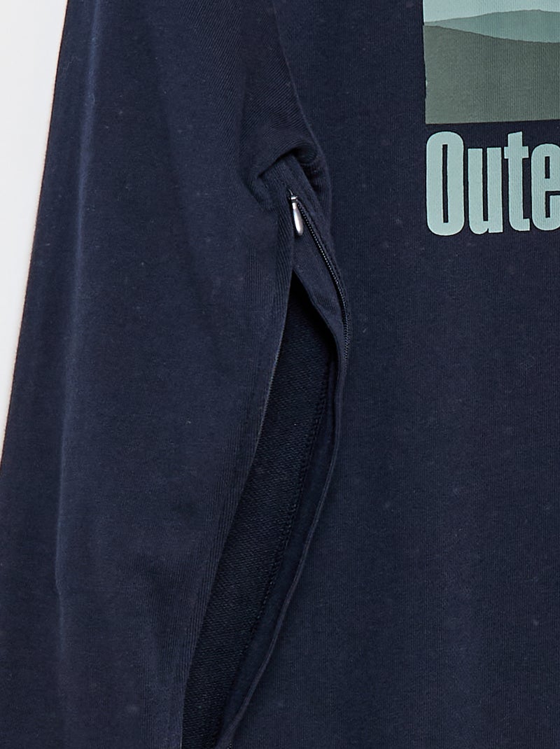 Sweat en molleton avec imprimé -  Facile à enfiler Bleu - Kiabi