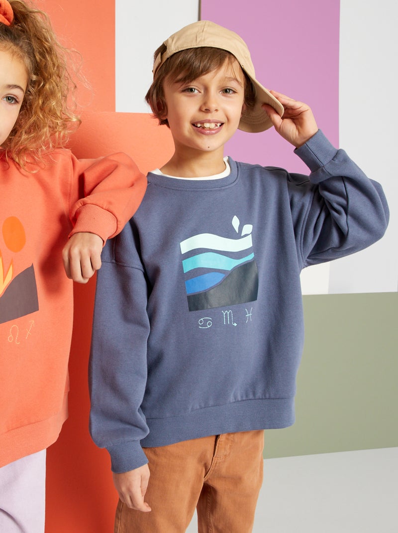 Sweat en molleton avec imprimé - Mixte Bleu - Kiabi
