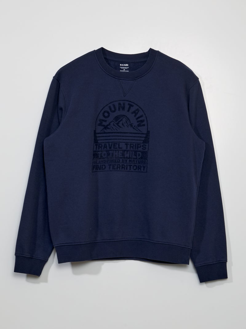Sweat en molleton avec imprimé Bleu marine - Kiabi