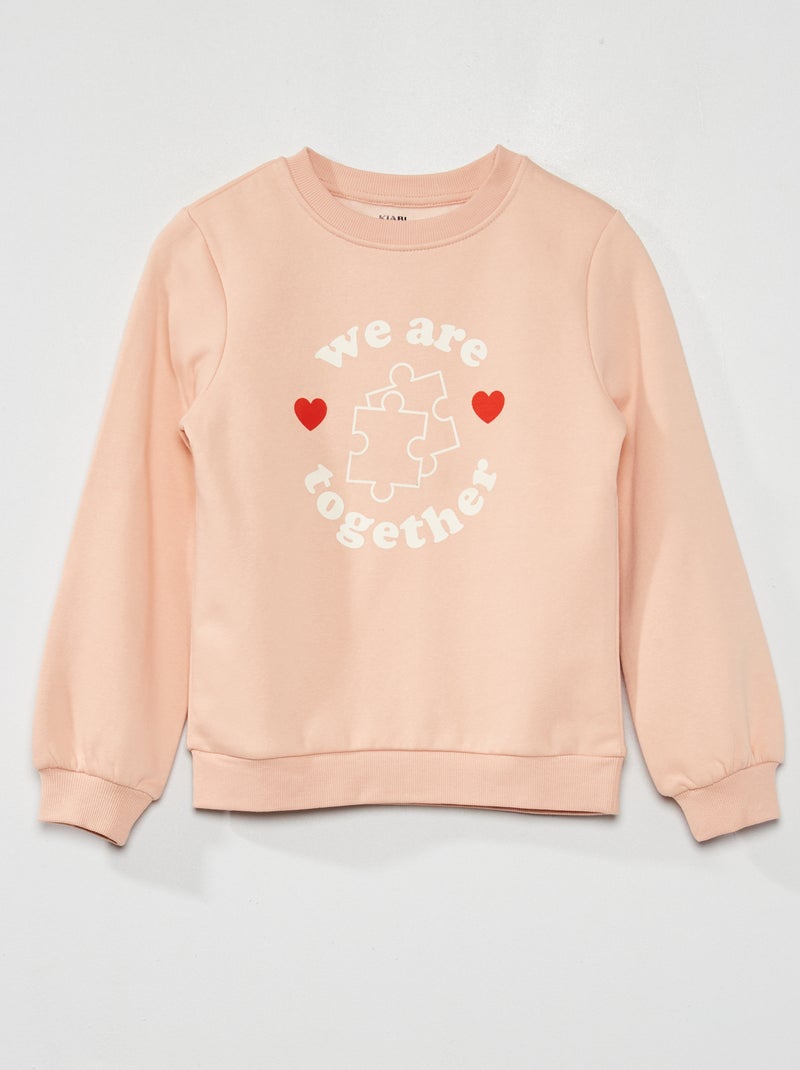 Sweat en molleton avec imprimé fantaisie Rose 'girl' - Kiabi