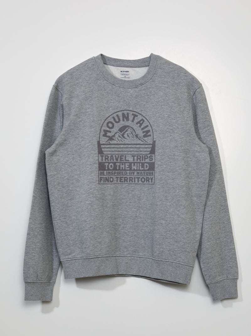 Sweat en molleton avec imprimé Gris - Kiabi