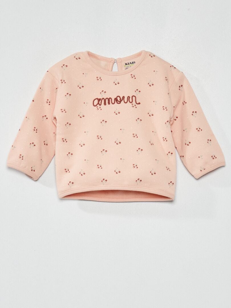 Sweat en molleton avec imprimé Rose - Kiabi