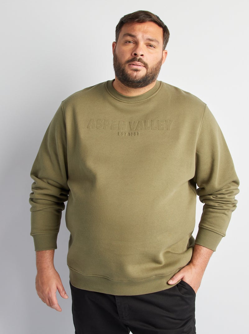Sweat en molleton avec inscription embossée Vert - Kiabi