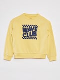 Sweat en molleton  avec inscription en maille bouclette JAUNE - Kiabi