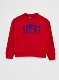 Sweat en molleton  avec inscription en maille bouclette ROUGE - Kiabi
