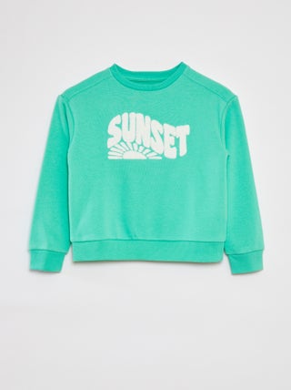 Sweat en molleton  avec inscription en maille bouclette