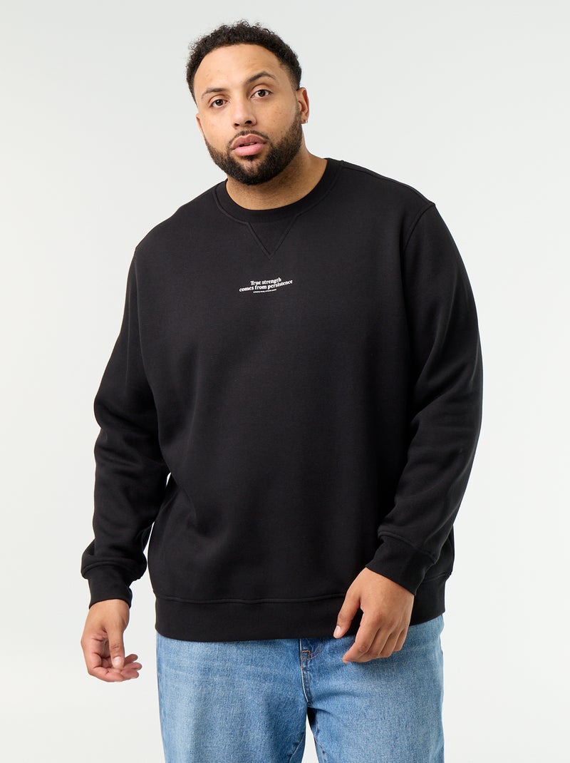 Sweat en molleton avec inscription Noir - Kiabi