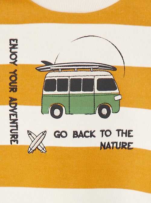 Sweat en molleton avec manches contrastées - Kiabi