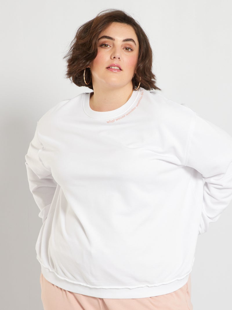 Sweat en molleton avec message Blanc - Kiabi