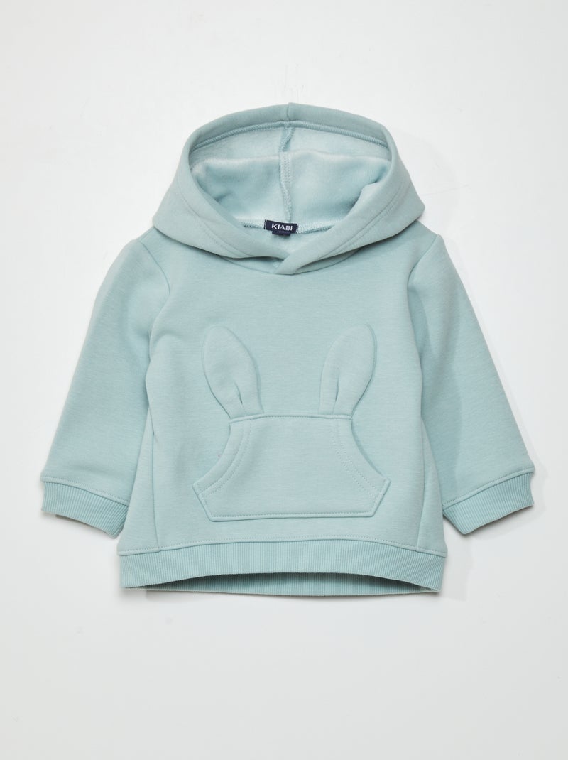 Sweat en molleton avec poche fantaisie - Toujours + de chaleur Bleu - Kiabi